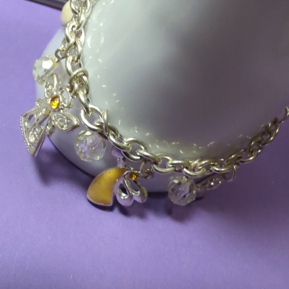 Oval Link Chain Charm Bracelet  With Angel Theme Vintage Lobster Clasp - Picture 5 of 11